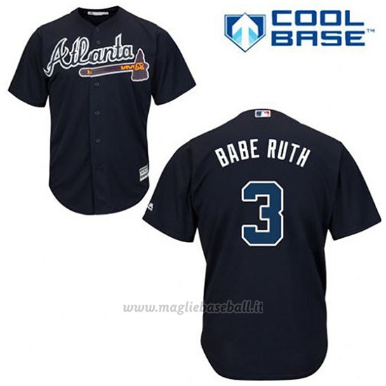 Maglia Baseball Uomo Atlanta Braves 3 Babe Ruth Blu Alterner Cool Base